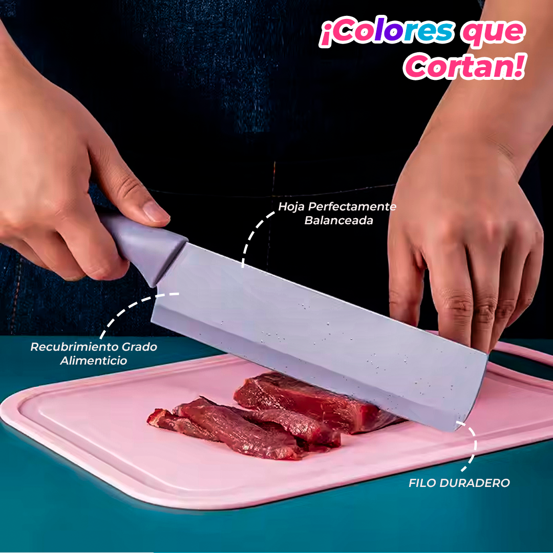 Set de Cuchillos de Colores + Afilador GRATIS – El Regalo Perfecto para Mamá